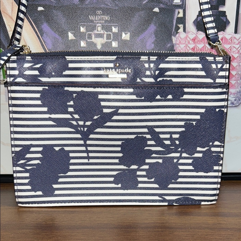 Kate Spade Clarice Navy and White Floral Crossbody Bag